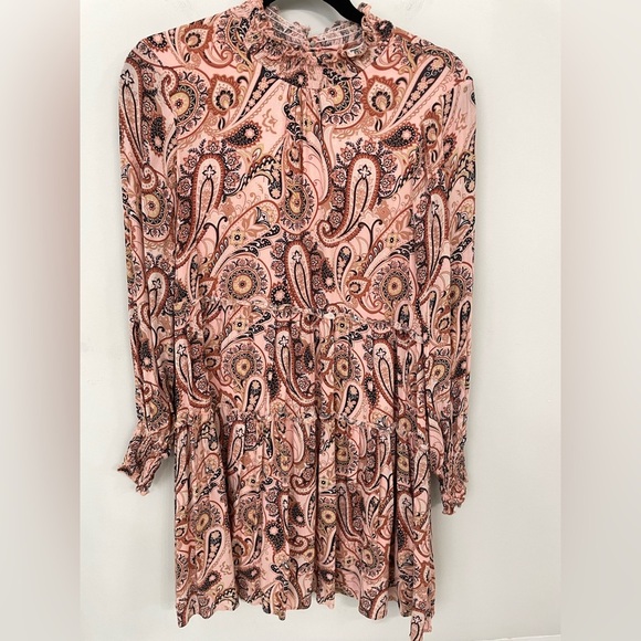 Anthropologie Blush Paisley Long Sleeve Dress - Picture 2 of 10